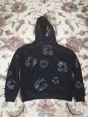 Denim Tears Khaki Black Cotton Wreath Floral Print Men's Hoodie